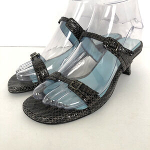 THIERRY RABOTIN Kitten Heel Shoes Sz 36.5‎ / 6.5 Snake Adjustable Straps Italy